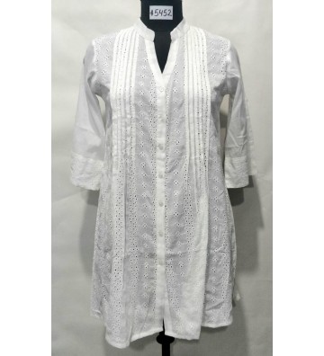 KURTA  BLANCA PLIEGUES 5452