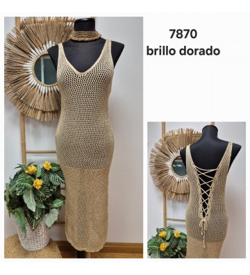 VESTIDO BRILLO CALADO 7870