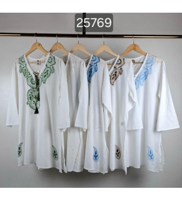 KURTA BLANCO CON BORDADO 25769