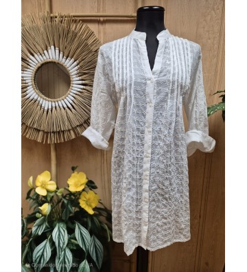 KURTA  BLANCA PLIEGUES 5452