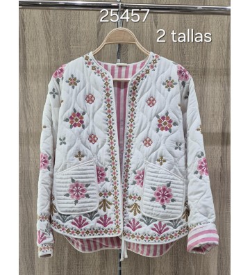 CHAQUETA BORDADA BLANCA 25457