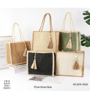 BOLSOS RAFIA POMPON RFB76334