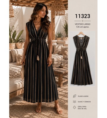 VESTIDO LARGO NEGRO CON...
