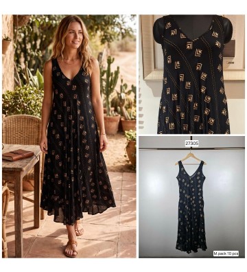 VESTIDO BATA CON DORADO 27305