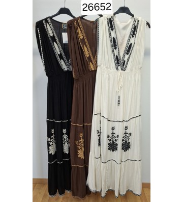 VESTIDO T/ANCHO BORDADO 26652