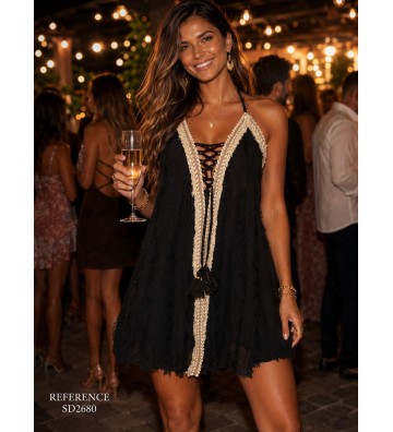 VESTIDO CORTO FLECOS SD2680