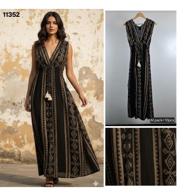 VESTIDO NEGRO Y DORADO 11352