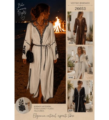 VESTIDO  KAFTAN BORDADO 26653