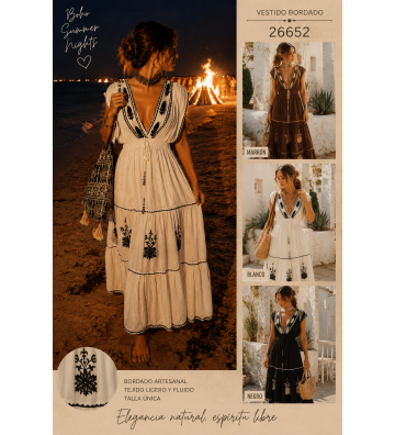 VESTIDO T/ANCHO BORDADO 26652